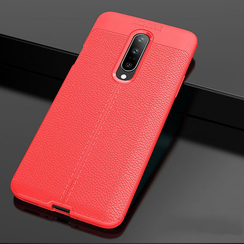 Soft Silicone Gel Leather Snap On Case Cover for OnePlus 7 Pro Red