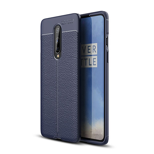 Soft Silicone Gel Leather Snap On Case Cover for OnePlus 8 Blue