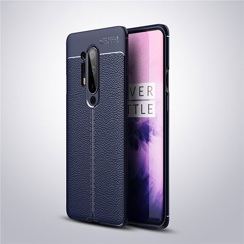 Soft Silicone Gel Leather Snap On Case Cover for OnePlus 8 Pro Blue