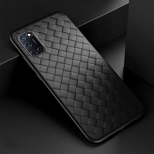 Soft Silicone Gel Leather Snap On Case Cover for Oppo A52 Black