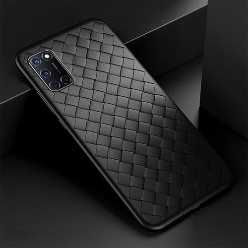 Soft Silicone Gel Leather Snap On Case Cover for Oppo A72 Black