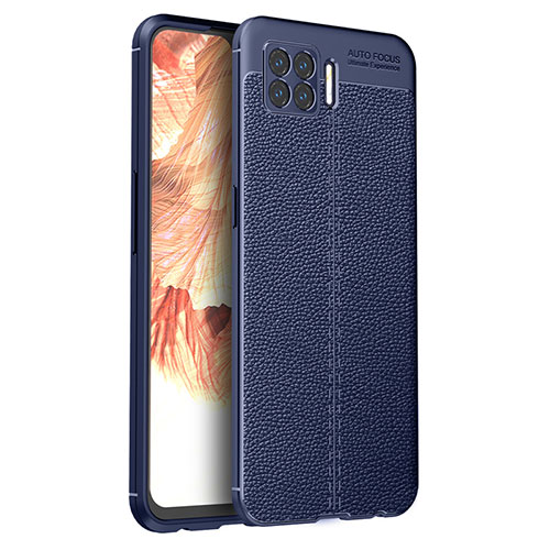 Soft Silicone Gel Leather Snap On Case Cover for Oppo A73 (2020) Blue