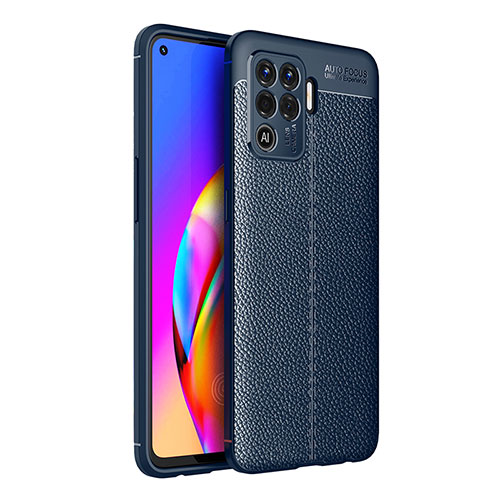 Soft Silicone Gel Leather Snap On Case Cover for Oppo F19 Pro Blue