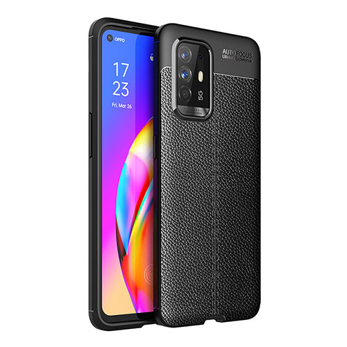 Soft Silicone Gel Leather Snap On Case Cover for Oppo F19 Pro+ Plus 5G Black