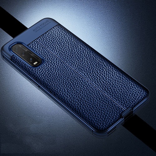 Soft Silicone Gel Leather Snap On Case Cover for Oppo Find X2 Blue