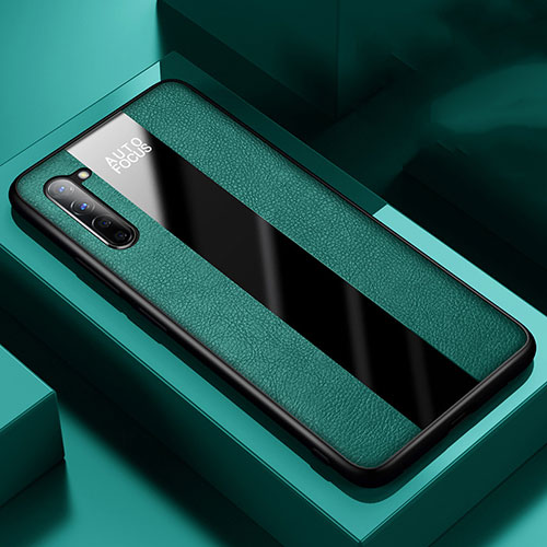 Soft Silicone Gel Leather Snap On Case Cover for Oppo Find X2 Lite Green