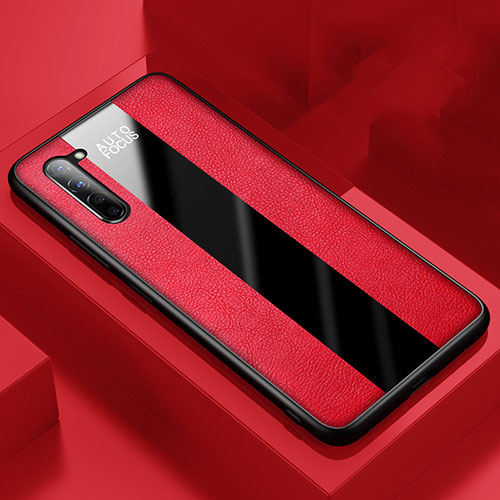 Soft Silicone Gel Leather Snap On Case Cover for Oppo Find X2 Lite Red