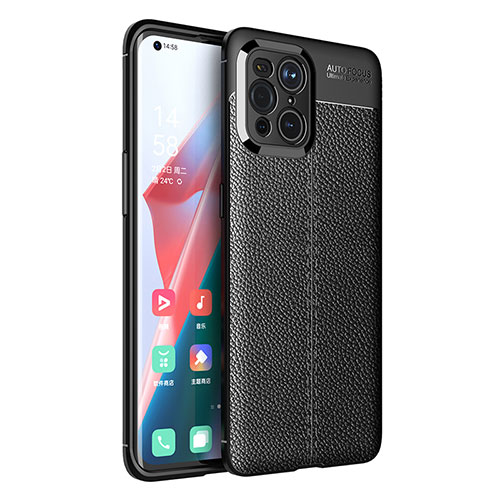 Soft Silicone Gel Leather Snap On Case Cover for Oppo Find X3 5G Black