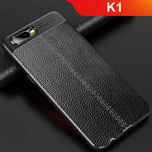 Soft Silicone Gel Leather Snap On Case Cover for Oppo K1 Black