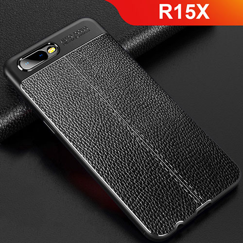 Soft Silicone Gel Leather Snap On Case Cover for Oppo R15X Black