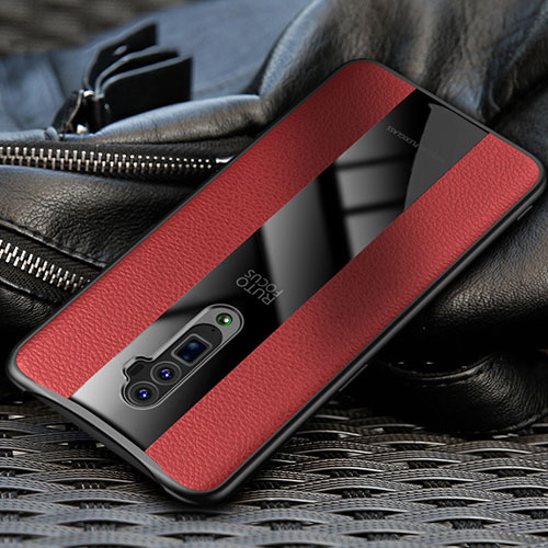 Soft Silicone Gel Leather Snap On Case Cover for Oppo Reno 10X Zoom Red