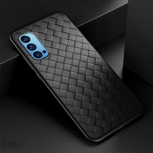 Soft Silicone Gel Leather Snap On Case Cover for Oppo Reno4 5G Black