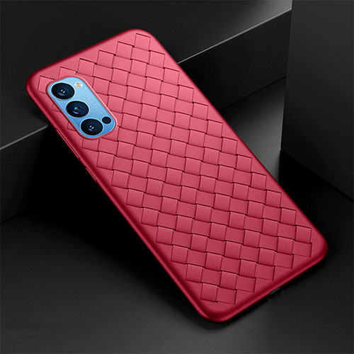 Soft Silicone Gel Leather Snap On Case Cover for Oppo Reno4 5G Red