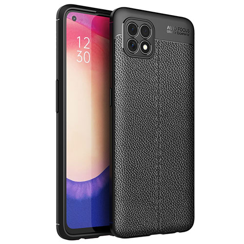 Soft Silicone Gel Leather Snap On Case Cover for Oppo Reno4 SE 5G Black