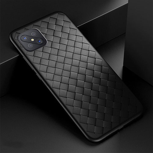 Soft Silicone Gel Leather Snap On Case Cover for Oppo Reno4 Z 5G Black