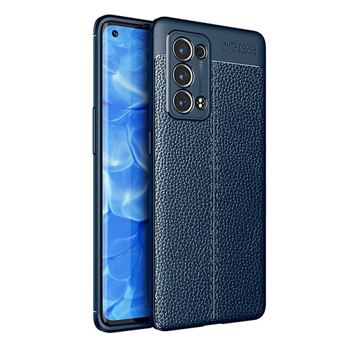 Soft Silicone Gel Leather Snap On Case Cover for Oppo Reno6 Pro 5G Blue