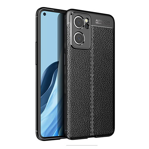 Soft Silicone Gel Leather Snap On Case Cover for Oppo Reno7 SE 5G Black