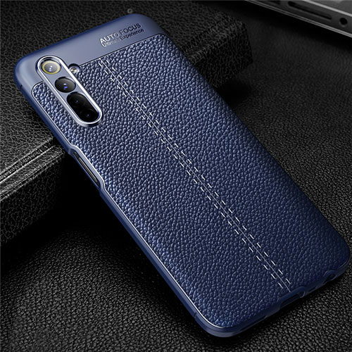Soft Silicone Gel Leather Snap On Case Cover for Realme 6 Blue