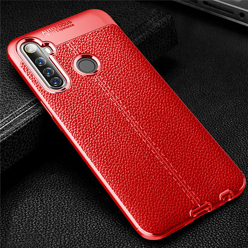 Soft Silicone Gel Leather Snap On Case Cover for Realme 6i Red
