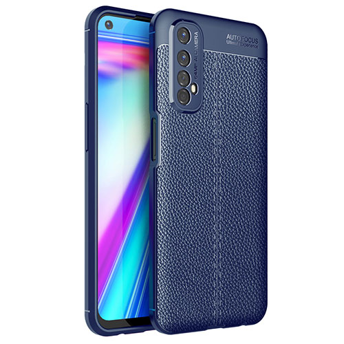 Soft Silicone Gel Leather Snap On Case Cover for Realme 7 Blue