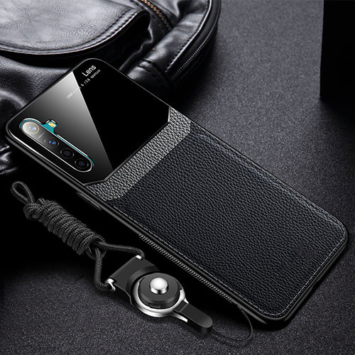 Soft Silicone Gel Leather Snap On Case Cover for Realme X2 Black