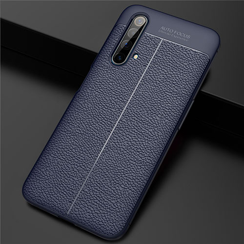 Soft Silicone Gel Leather Snap On Case Cover for Realme X3 Blue