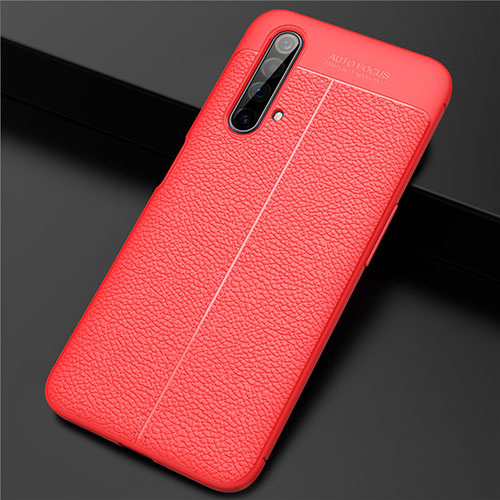 Soft Silicone Gel Leather Snap On Case Cover for Realme X3 Red