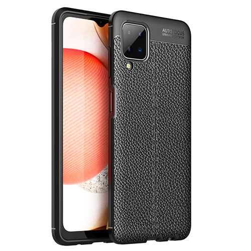 Soft Silicone Gel Leather Snap On Case Cover for Samsung Galaxy A12 Black