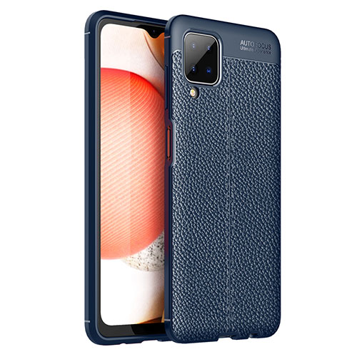 Soft Silicone Gel Leather Snap On Case Cover for Samsung Galaxy A12 Blue