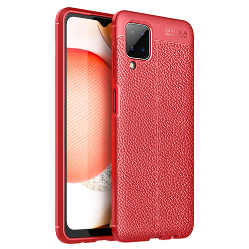 Soft Silicone Gel Leather Snap On Case Cover for Samsung Galaxy A12 Red