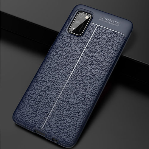 Soft Silicone Gel Leather Snap On Case Cover for Samsung Galaxy A41 Blue