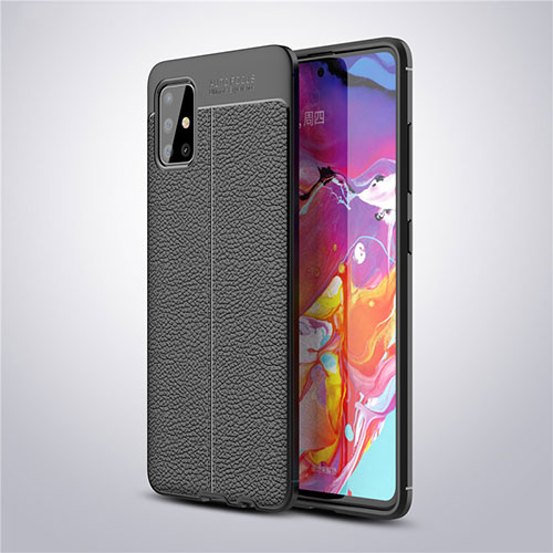 Soft Silicone Gel Leather Snap On Case Cover for Samsung Galaxy A51 5G Black