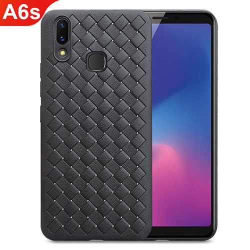 Soft Silicone Gel Leather Snap On Case Cover for Samsung Galaxy A6s Black
