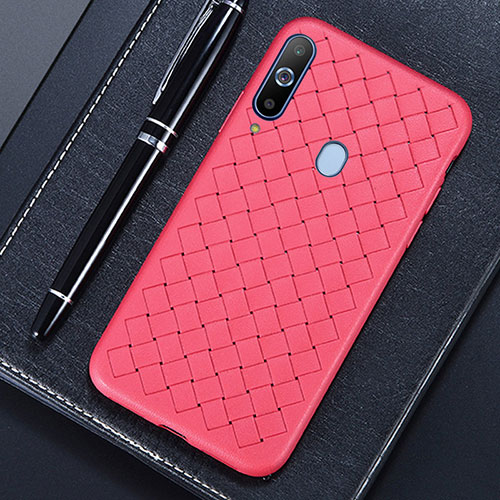 Soft Silicone Gel Leather Snap On Case Cover for Samsung Galaxy A8s SM-G8870 Red