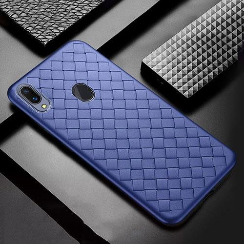 Soft Silicone Gel Leather Snap On Case Cover for Samsung Galaxy M10S Blue