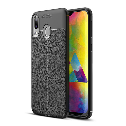Soft Silicone Gel Leather Snap On Case Cover for Samsung Galaxy M20 Black