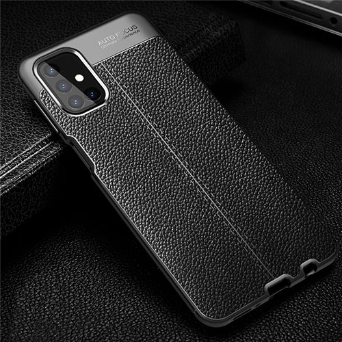 Soft Silicone Gel Leather Snap On Case Cover for Samsung Galaxy M31s Black