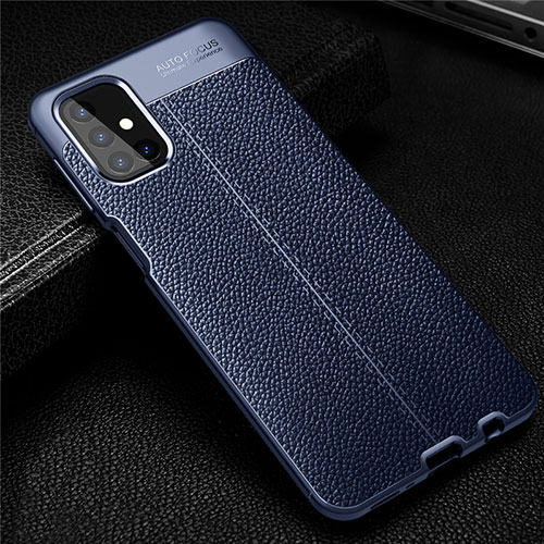 Soft Silicone Gel Leather Snap On Case Cover for Samsung Galaxy M31s Blue