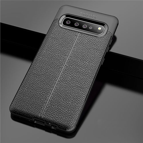 Soft Silicone Gel Leather Snap On Case Cover for Samsung Galaxy S10 5G SM-G977B Black