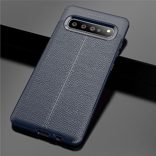 Soft Silicone Gel Leather Snap On Case Cover for Samsung Galaxy S10 5G SM-G977B Blue