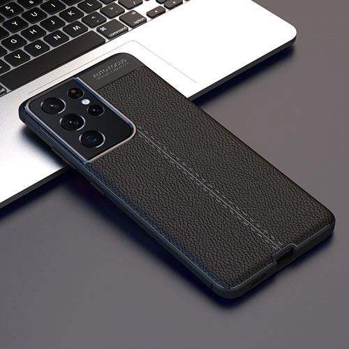 Soft Silicone Gel Leather Snap On Case Cover for Samsung Galaxy S21 Ultra 5G Black