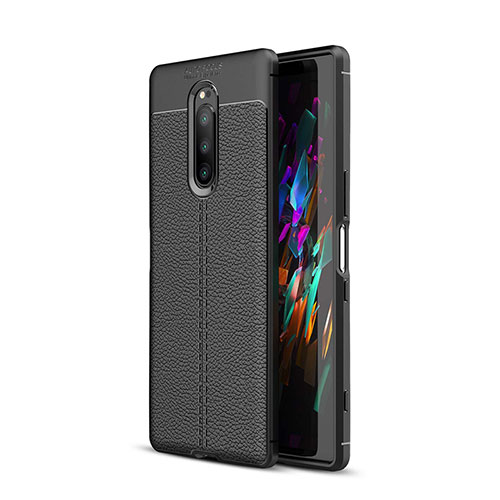 Soft Silicone Gel Leather Snap On Case Cover for Sony Xperia 1 Black