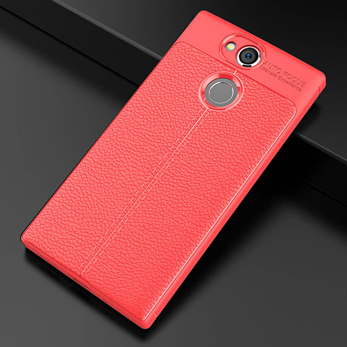 Soft Silicone Gel Leather Snap On Case Cover for Sony Xperia XA2 Red
