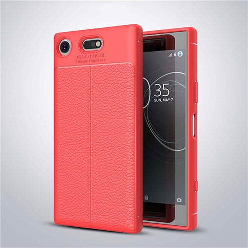 Soft Silicone Gel Leather Snap On Case Cover for Sony Xperia XZ1 Compact Red