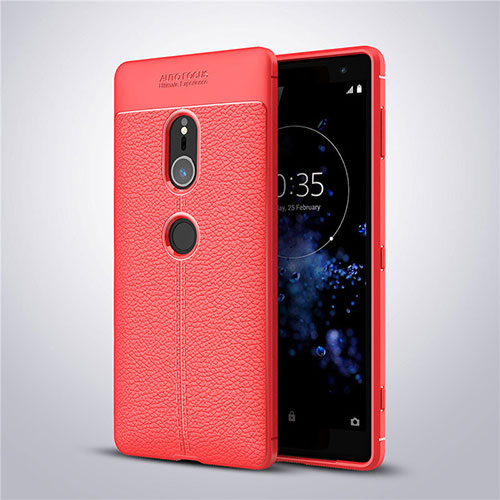 Soft Silicone Gel Leather Snap On Case Cover for Sony Xperia XZ2 Red