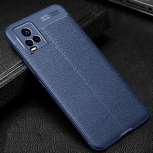 Soft Silicone Gel Leather Snap On Case Cover for Vivo V20 Pro 5G Blue