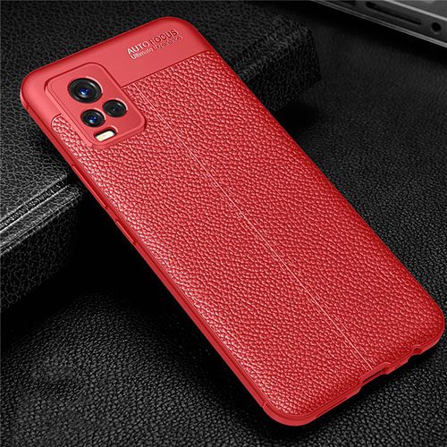 Soft Silicone Gel Leather Snap On Case Cover for Vivo V20 Red