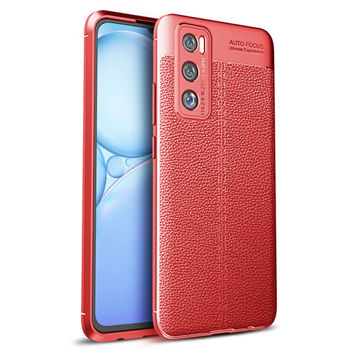 Soft Silicone Gel Leather Snap On Case Cover for Vivo V20 SE Red