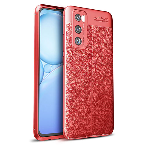 Soft Silicone Gel Leather Snap On Case Cover for Vivo Y70 (2020) Red