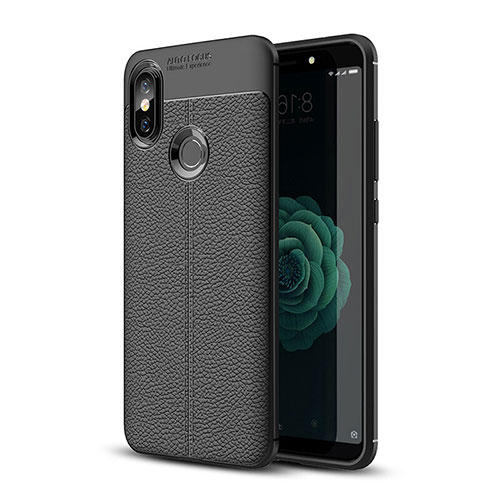 Soft Silicone Gel Leather Snap On Case Cover for Xiaomi Mi A2 Black